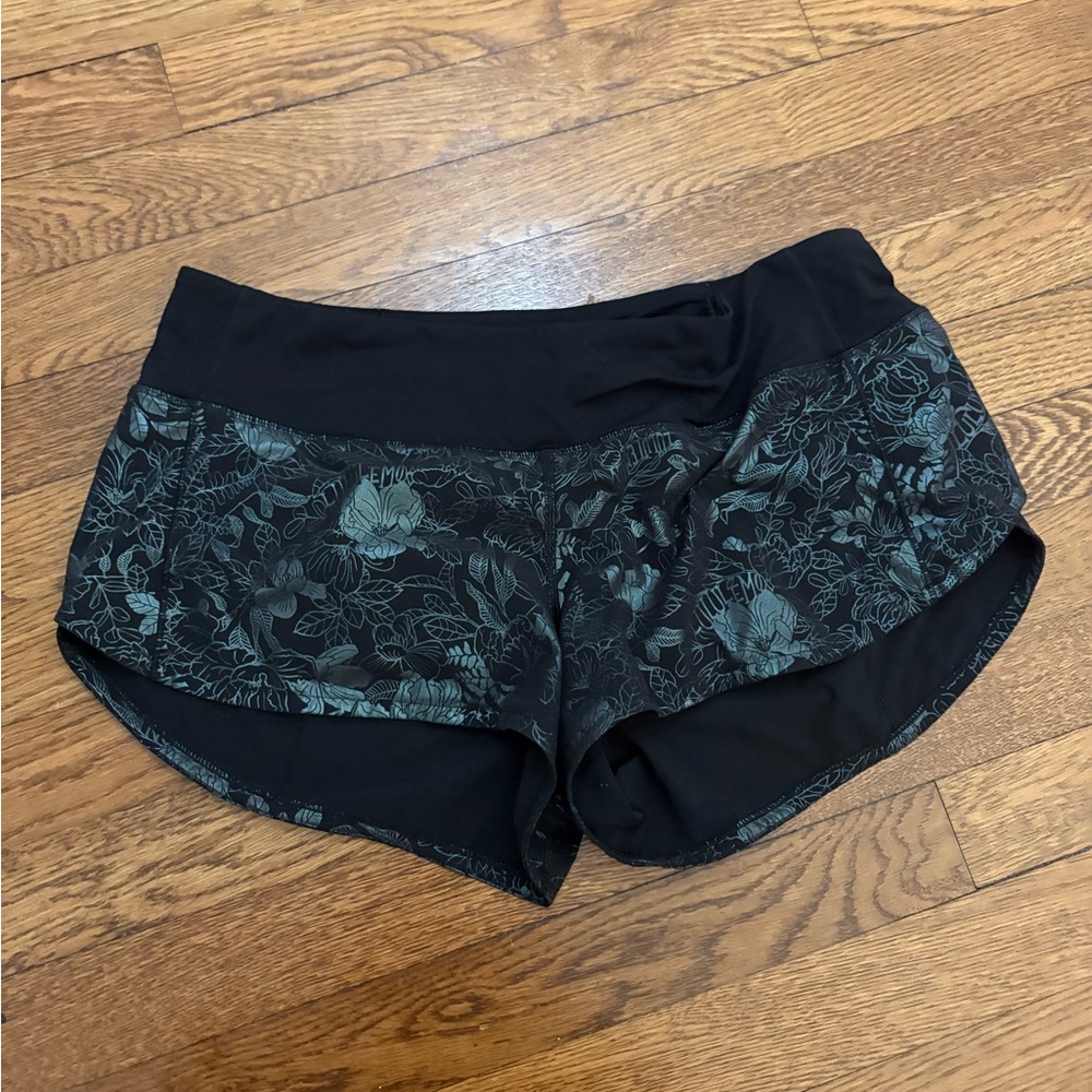 Lululemon Athletica Black and Green Athletic Shorts